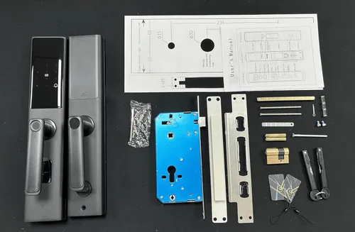 Vista 7 de Cerradura de puerta inteligente con huella digital y teclado, cerrojo electrónico de entrada sin llave, control de aplicación Tuya, código