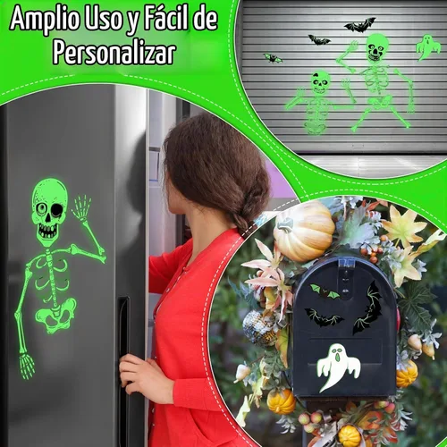 Vista 5 de Copkim 20 imanes de murciélagos fantasma de esqueleto brillante