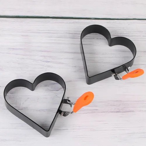 Vista 6 de Anillos de huevo profesionales, 3.5 pulgadas en forma de corazón, anillos de tortilla de acero inoxidable, antiadherentes, molde para panqueques