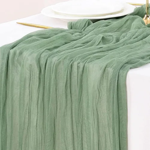 Vista 14 de Socomi Camino de mesa beige para primavera y Pascua, camino de mesa de 170 pulgadas, paño de queso de 14 pies, gasa bohemia rústica para decoración