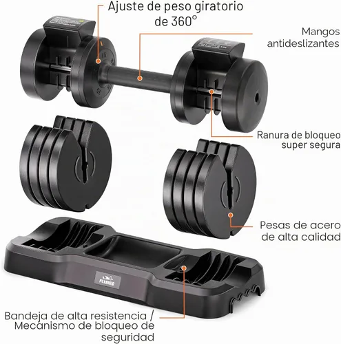 Vista 7 de FLYBIRD DB2 Adjustable Dumbbell Set, 55LB/110LB Option, 5-in-1 Quick Adjustable Weights with Storage Box and Non-Slip Handle, Weight Set for Home