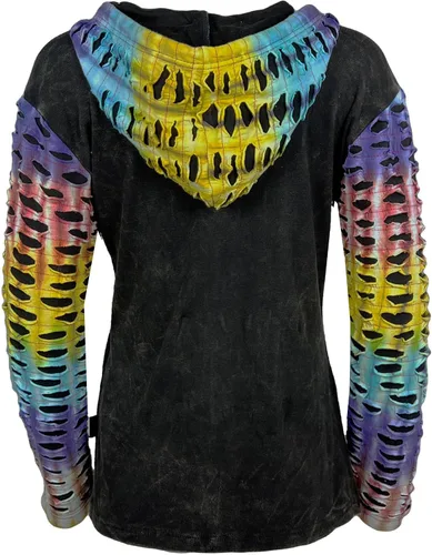 Vista 17 de Agan Traders Chaquetas bohemias con cremallera para mujer, con parches de teñido anudado, sudaderas ligeras con capucha para mujer 2025