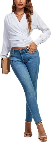 Vista 6 de LYANER Blusa de manga larga con cuello en V para mujer