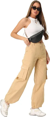 Vista 4 de XNMAYA Pantalones cargo para mujer, de secado rápido, informales, militares, militares, camuflaje, combate, trabajo, pantalones casuales
