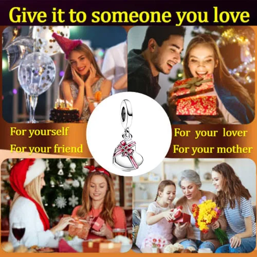 Vista 3 de Family Love You - Dijes colgantes de corazón para mujer, collar o pulsera en plata de ley 925, regalo de joyería para el día de la madre para mujer
