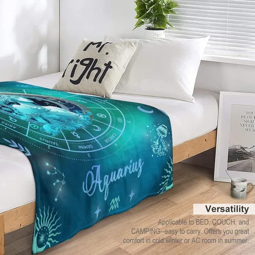 Vista 4 de Manta Acuario para Regalos, 40" x 30" Manta Rectangular de Franela del Zodiaco Acogedora, Regalo para Niños Niñas Adolescentes Mujeres Hombres
