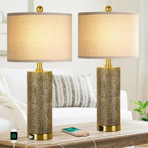 Vista 12 de TOBUSA Lámpara de mesa de ratán de 25 pulgadas para sala de estar, lámpara de mimbre bohemia costera con 3 temperaturas de color, lámpara de cesta