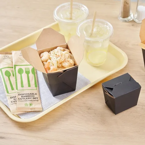Vista 7 de Restaurantware Cajas chinas para llevar, paquete de 25 cajas de 8 onzas, resistentes a la grasa, contenedores de comida para llevar, desechables