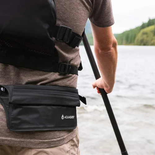 Vista 5 de AquaQuest AquaRoo - Cinturón de dinero, la bolsa de viaje original 100% impermeable, desde 1994, cómodo, ajustable, ligero, color negro, Negro