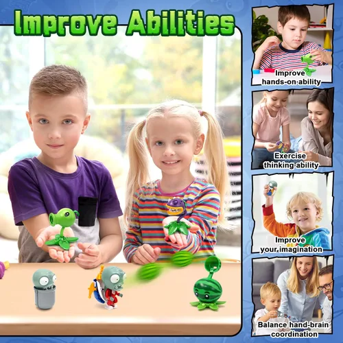 Vista 5 de Maikerry PVZ - Juego de figuras de acción – Juguetes ensamblados, juego de regalo, para fanáticos, fiestas, cumpleaños, juguetes para niños y niñas