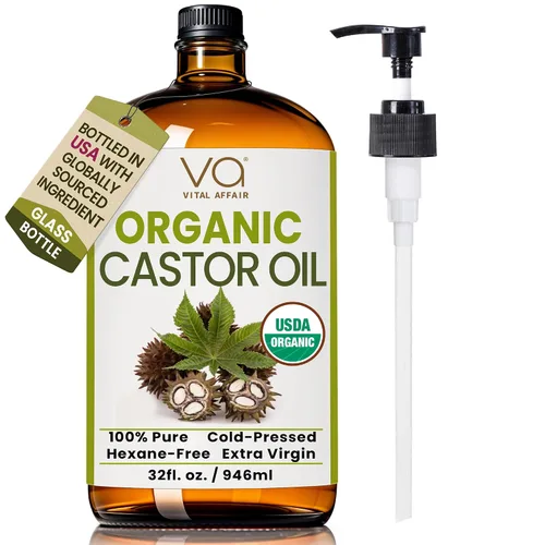 Vista 9 de VITAL AFFAIR Aceite orgánico de mezcla de ricino e incienso - 100% puro y natural, prensado en frío, sin refinar en botella de vidrio. Aceite
