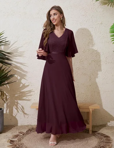 Vista 2 de DRESSTELLS Vestido formal para mujer, vestido de madre de la novia, invitada de boda, dama de honor, vestido largo de fiesta de graduación, vestidos