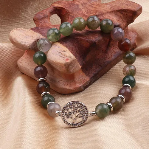 Vista 4 de KSQS Pulsera de cuentas de piedra natural del árbol de la vida para mujer, dije de árbol de 0.315 in (0.31 pulgadas), cuentas de cristal curativo