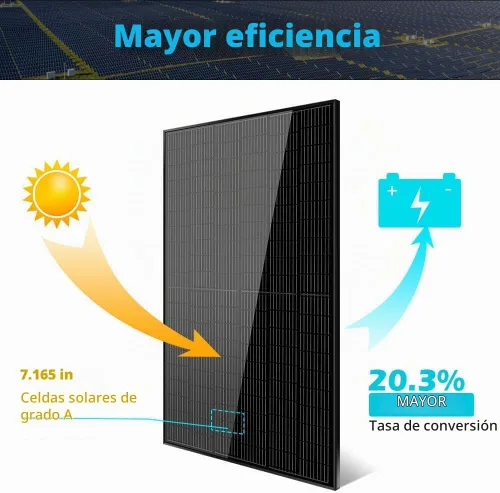 Vista 2 de SUNGOLDPOWER 10 piezas de paneles solares monocristalinos de 370 W, celda solar de grado A, impermeable IP68, panel solar de alta eficiencia