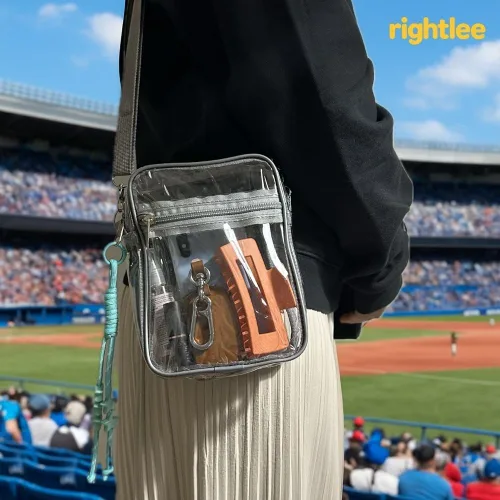Vista 2 de rightlee Bolso cruzado transparente – Bolso transparente aprobado por estadios y bolsa de mensajero para conciertos, deportes, viajes