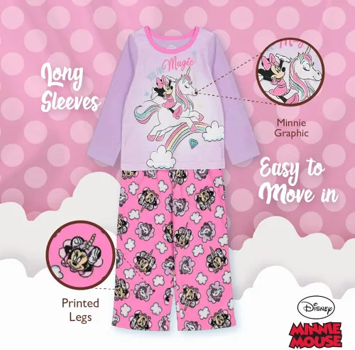 Vista 4 de Disney Girls' 2-Piece Loose-fit Pajamas Set