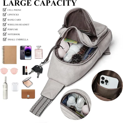 Vista 5 de Bolso bandolera para mujer cruzado, bolsas cruzadas para mujeres y hombres, riñoneras, riñoneras, riñoneras para mujer, para ir de compras y viajes
