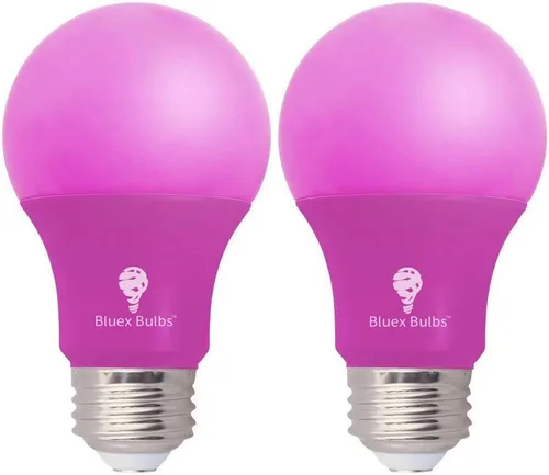 Vista 2 de Bluex Bulbs Paquete de 6 bombillas LED A19 color rosa, 9 W (equivalente a 60 vatios), base E26, bombilla LED rosa, decoración de fiestas, porche