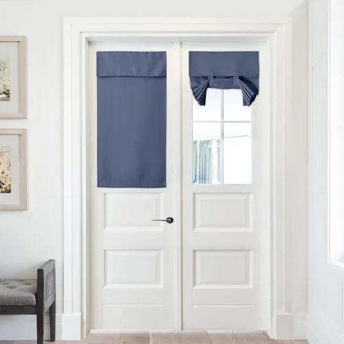 Vista 15 de PONY DANCE Cortinas de luz lateral, persianas opacas con aislamiento térmico para puerta francesa, puerta de vidrio de patio, 12 pulgadas de ancho x