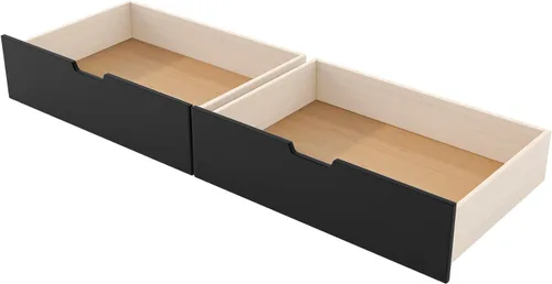Vista 9 de Cama tipo loft en forma de L tamaño matrimonial e individual con 2 escritorios, tablero de clavijas y cajones de almacenamiento, marco de cama