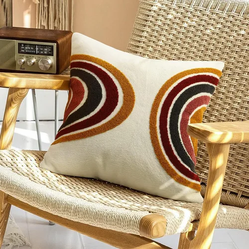 Vista 21 de Merrycolor Fundas de almohada abstractas de estilo bohemio coloridas con líneas de cara de mujer, lindas fundas de almohada estéticas de mediados