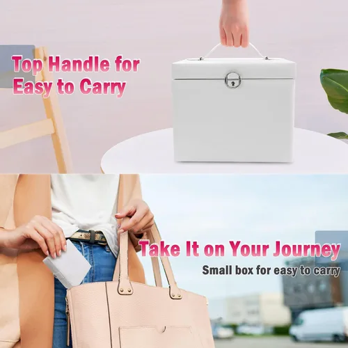 Vista 6 de NORSENS Organizador de 5 capas de joyería caja de almacenamiento de joyas de cuero grande con cajones y cerradura de espejo estuche de joyería