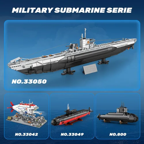 Vista 7 de Reobrix U-Boat - Juego de construcción de submarino militar, kit de modelo de submarino militar para adultos, historia de la Segunda Guerra Mundial
