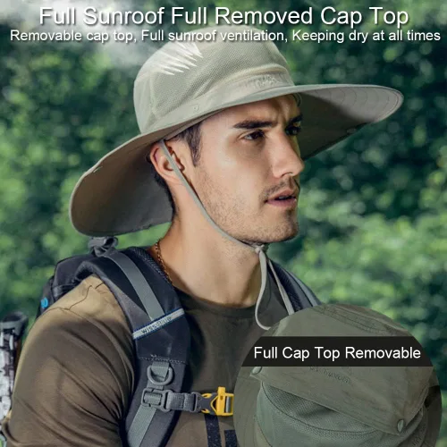 Vista 5 de Cooltto Wide Brim Sun Hats with Waterproof Breathable for Fishing, Hiking, Camping
