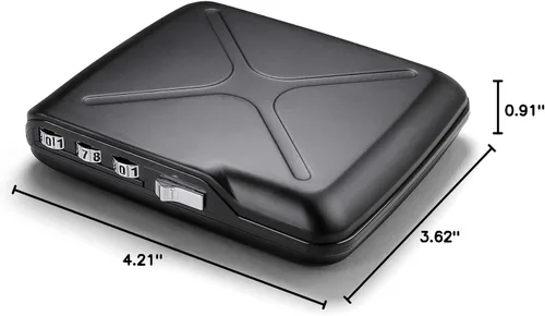 Vista 7 de ÖGON -DESIGNS- The First Pocket Size Vault - Cartera de código de aluminio para tarjetas y billetes, con cerradura con un código de 3 dígitos