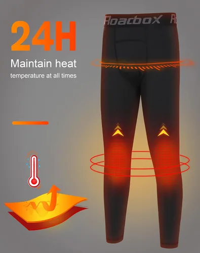 Vista 3 de Roadbox Boys Compression Pants 2 Pack - One Leg 34 Tights or Thermal Base Layer Leggings for Basketball Football Running