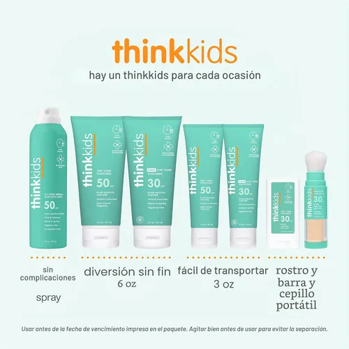 Vista 4 de Thinkkids SPF 30 - Protector solar mineral para niños, óxido de zinc transparente, 6 fl oz, natural, vegano, seguro para los arrecifes, resistente