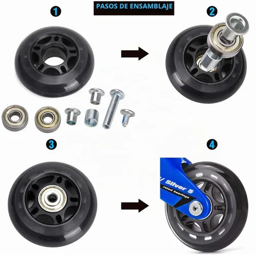 Vista 4 de TOBWOLF - Espaciador de eje de patinaje en línea, espaciador de rodamientos de rueda de aleación de aluminio, accesorios de repuesto de rodillos