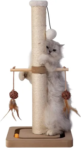 Vista 6 de PEEKAB Poste rascador para gatos de alta calidad, rascadores de sisal con juguetes interactivos de seguimiento, rascador vertical para gatos