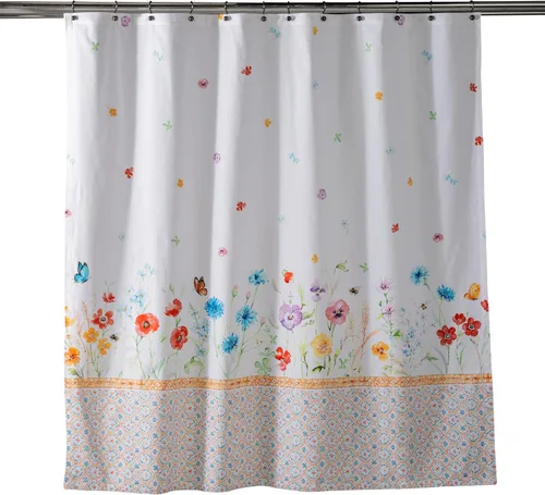 Vista 38 de Maison d' Hermine Cortina de ducha 100% algodón, un panel, 70 x 72 pulgadas, cortinas de ducha de tela lavable para baño, fácil de colgar con 12