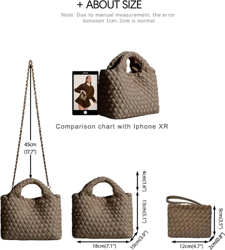 Vista 3 de Bolso de hombro pequeño, Bolsos y monederos para mujer, Bolso compuesto tejido, Bolsa de cadena de viaje, Bolso cruzado para teléfono