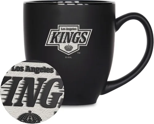 Vista 7 de Rico Industries NHL Hockey - Taza bistró de cerámica negra mate de 15 onzas
