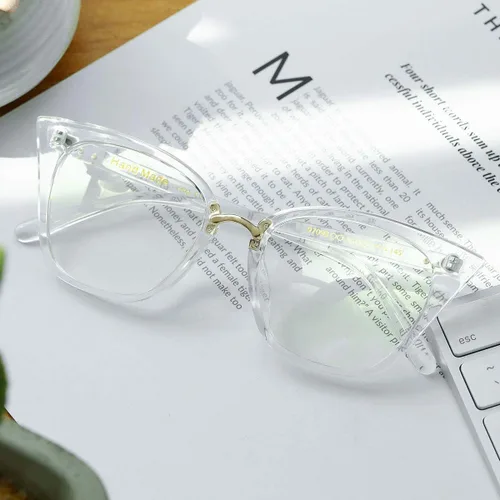 Vista 2 de MORESHINE Lindas gafas de bloqueo de luz azul de ojo de gato para mujer, marco de lentes transparentes para computadora, antifatiga ocular Cristal