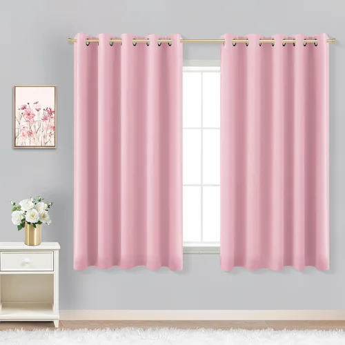 Vista 49 de KOUFALL Cortinas de Baño Aqua para Ventana, Juego de 2 Paneles Decoración Costera Cortinas Cortas Opacas para Ventana Pequeña de Cocina Puerta