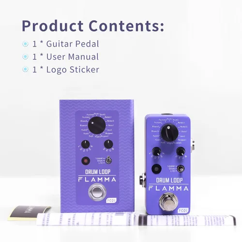 Vista 5 de Pedal looper FLAMMA FC01 y máquina de ritmos 2 en 1, pedales de guitarra con looper de tambor, tiempo de bucle de 20 minutos con 16 ritmos