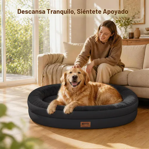 Vista 2 de Cama ortopédica impermeable para perros medianos, color negro