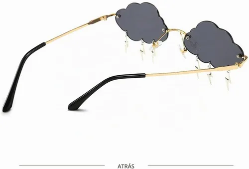 Vista 4 de ENTHYI Cloud Lightning - Lentes de sol para mujeres/hombres, sin marco, para fiesta, sin montura Negro