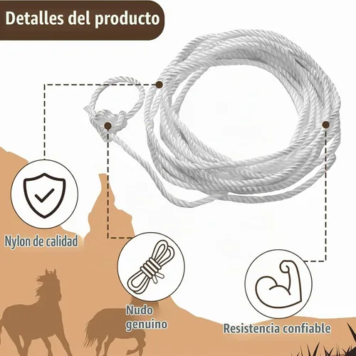 Vista 2 de Berlune - Cuerda de lazo preatada, cuerda de vaquero con nudo de truco de 5/16 pulgadas x 30 pies