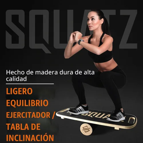 Vista 3 de SQUATZ Tabla de equilibrio de madera, escritorio de pie, tapete antifatiga, equipo de ejercicio con diseño ergonómico y superficie antideslizante
