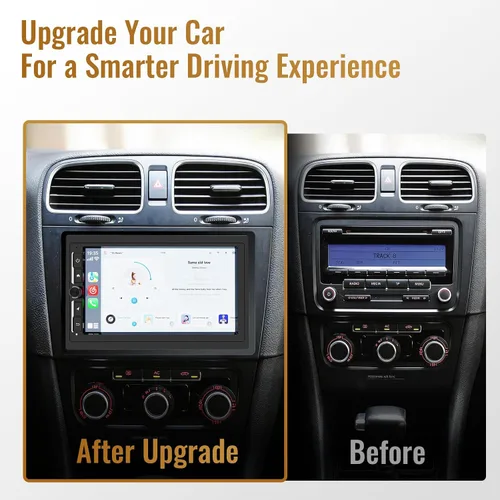 Vista 7 de Haudio - Radio de doble DIN para automóvil con CarPlay inalámbrico y Android Auto, pantalla táctil de 7 pulgadas, estéreo para automóvil, navegación
