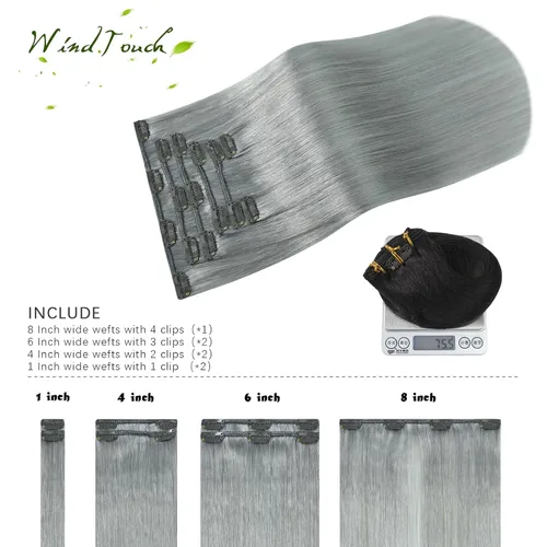 Vista 24 de WindTouch - Extensiones de cabello humano real con clip, color marrón claro a rubio con reflejos #6P613, 22 pulgadas, 4.33 onzas, 7 piezas #6p613