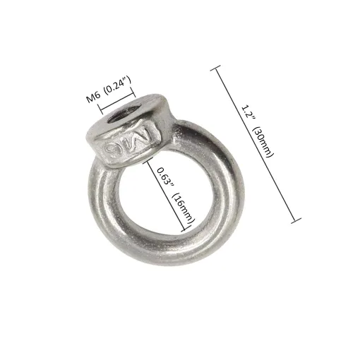 Vista 6 de Lependor M6 - Tuerca de ojo de elevación en forma de anillo métrico 304 de acero inoxidable con rosca de ojo de elevación - 10 piezas M6