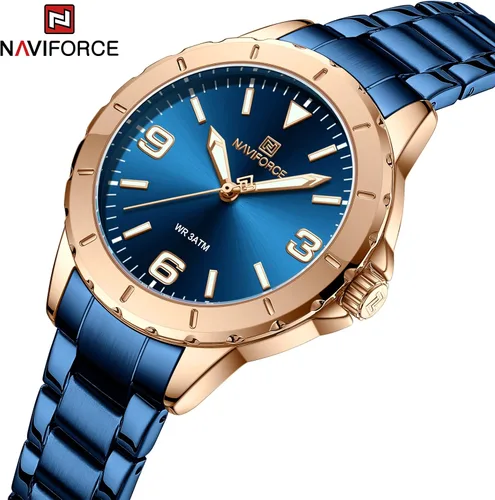 Vista 2 de NAVIFORCE Reloj de acero inoxidable para mujer analógico de cuarzo impermeable deportivo de negocios casual con fecha de calendario