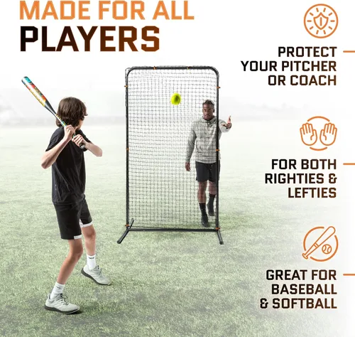Vista 4 de ACELETIQS Baseball Pitching Net & i-Screen (Compact & XL Sizes) Softball Baseball Pitcher Protector for Batting Cages and Fields Heavy Duty Net