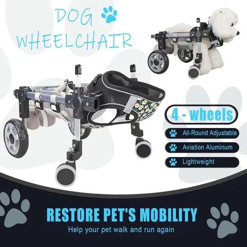Vista 2 de Small Dog Wheelchair for Back Legs Lightweight Portable Wheelchair with Disabled Hind Legs Walking, Adjustable Doggy Wheelchair Cart with Wheels for