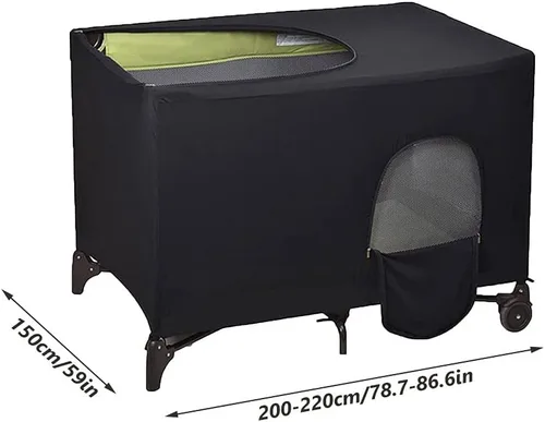 Vista 2 de Funda opaca para cuna, tienda de campaña opaca elástica para Pack N Play, funda plegable para cama de bebé con rejillas de seguridad, parasol
